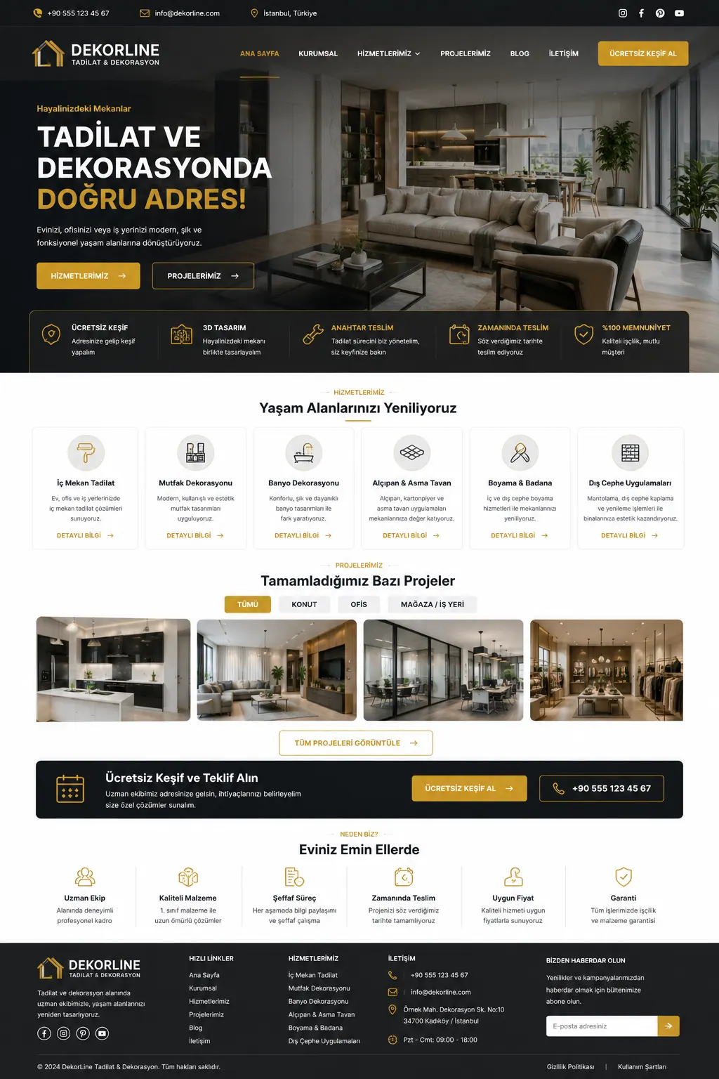 Tadilat ve dekorasyon web sitesi tasarımı
