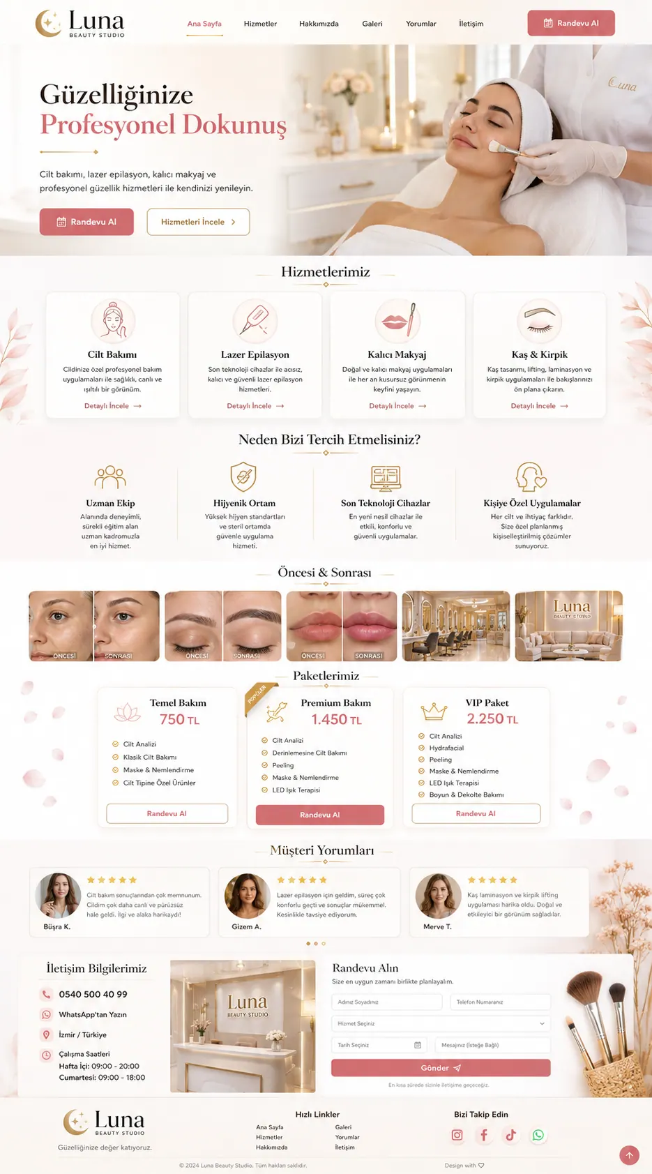 Güzellik salonu web sitesi tasarımı